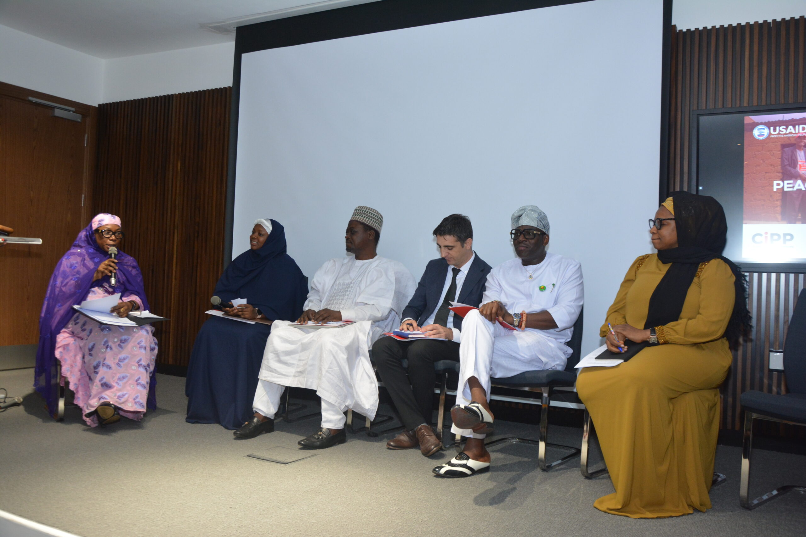 Director PCVE at the NCTC, Amb. Mairo Musa Abbas (left) with the panelists during one of the sessions at the Summit.