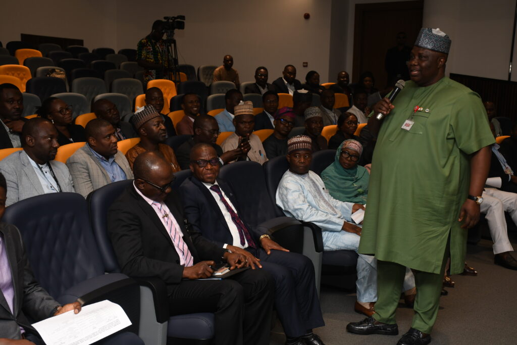 Director Intelligence, NCTC, Brig. Gen.  A. Adekola (right) giving his valedictory message in honour of the outgoing Coordinator at the event as others watched